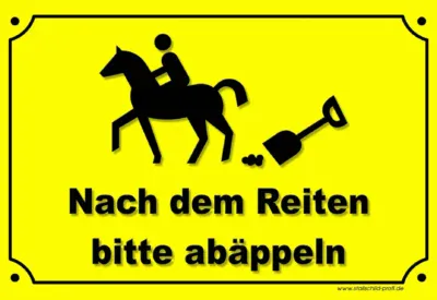 abäppeln - Stallschild | Nach dem Reiten bitte abäppeln