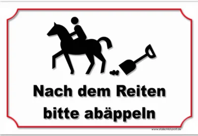 abäppeln - Ein Schild mit der Aufschrift „Nach dem retten Stallschild Stalltafel „Abäppeln“ weiß.“