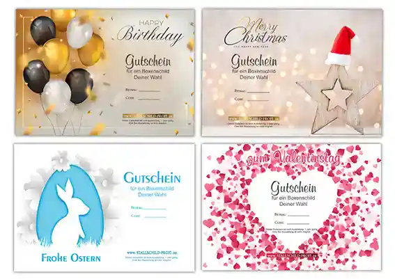 Gutschein Geschenk für Reiter Pferd stallschild-profi pferde