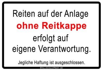 Reiten ohne Reitkappe Schild