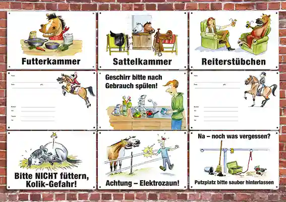Comicschilder Stallschild-Profi Pferd Hund