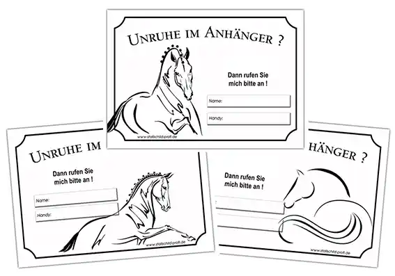 Unruhe im Anhänger Schild für Pferde Reiter Pferdeanhänger Reitturnier Turnier