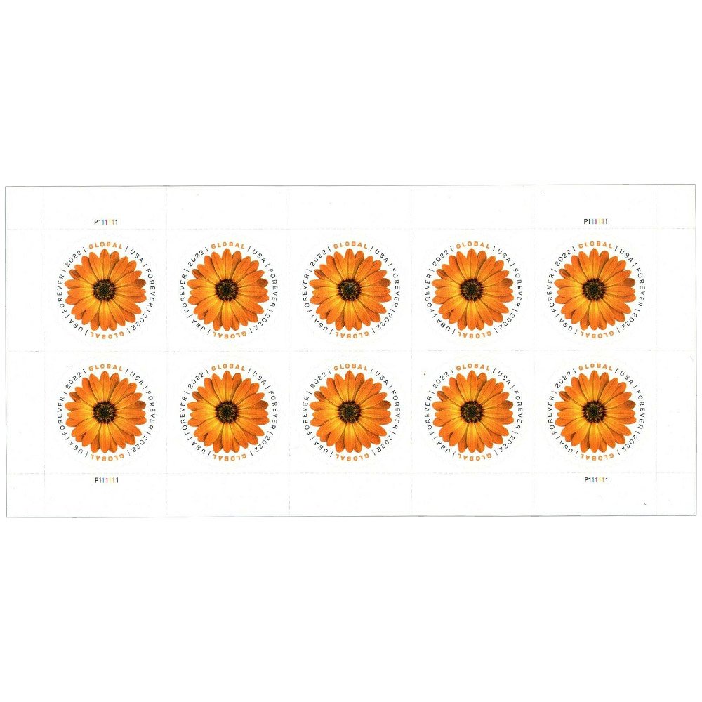 (2022) USPS Global Forever International Mail African Daisy Postage Stamps - Image 1
