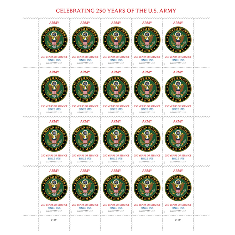 2025 U.S. Army 250th Stamps, Sheet of 20 - Image 1