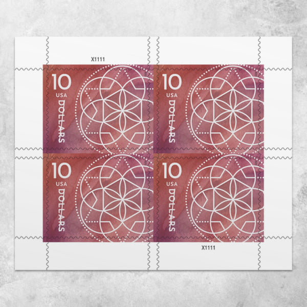 2023 US 10 Dollar Floral Geometry Stamps - Image 2