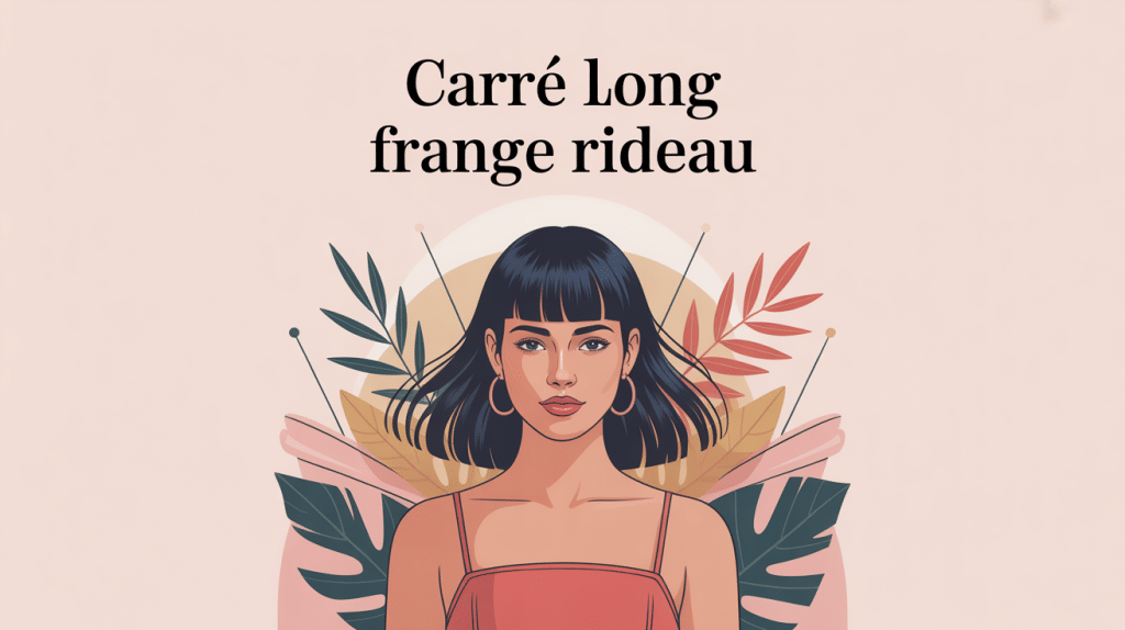 Illustration carré long frange rideau style moderne