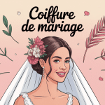 Illustration coiffure du mariage et accessoires mariée