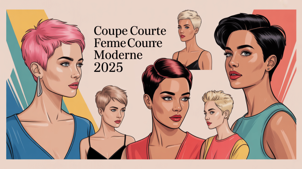 Illustration coupe courte femme moderne 2024 tendances variées