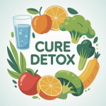 Illustration cure detox fruits légumes eau silhouette dynamique