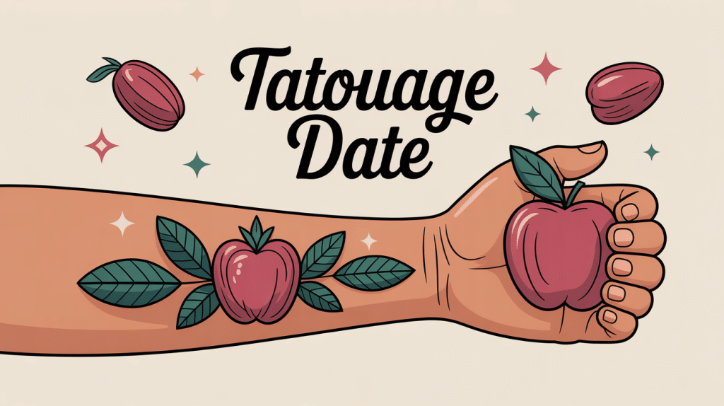illustration élégante de dates tatouage sur poignet avec symboles souvenirs