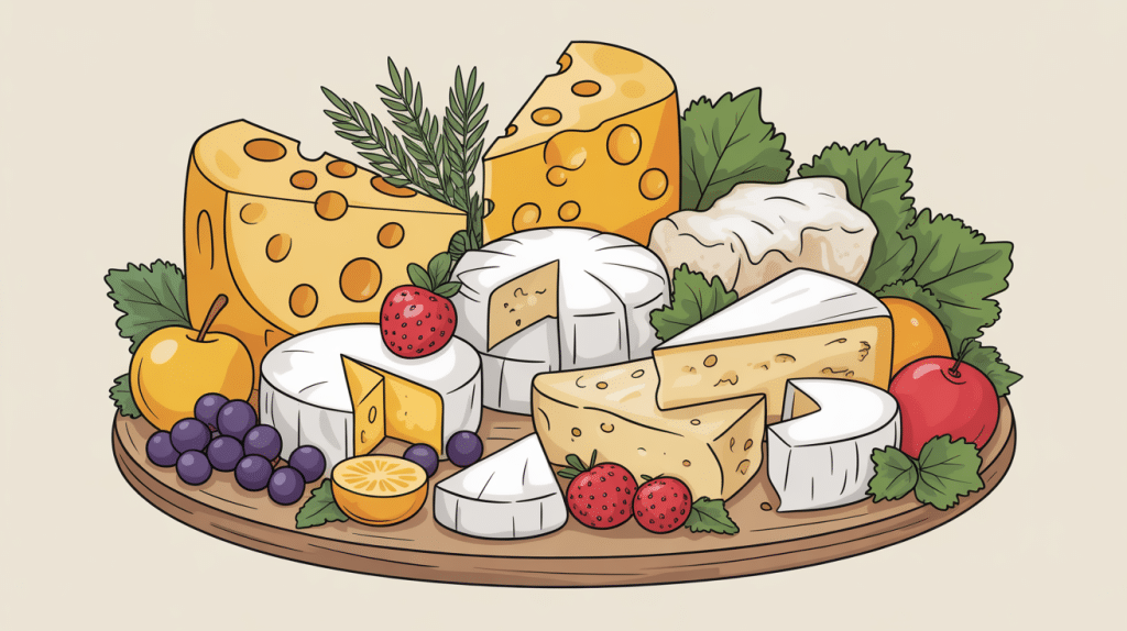 plateau fromage 0 matiere grasse et fruits frais