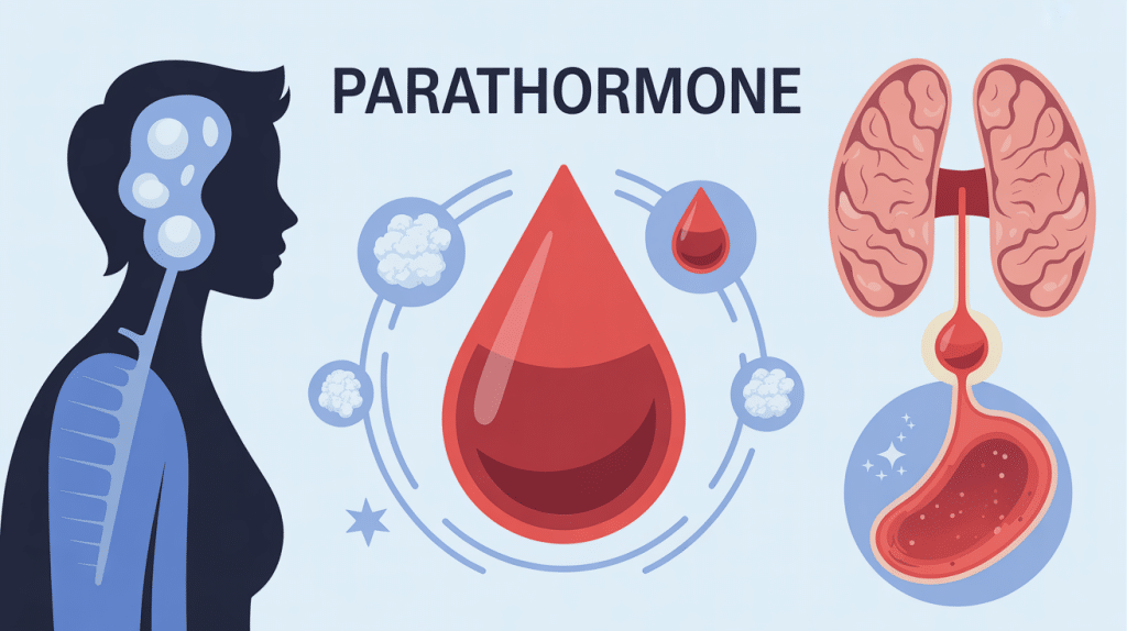 illustration parathormone prise de sang effet sur calcium et os