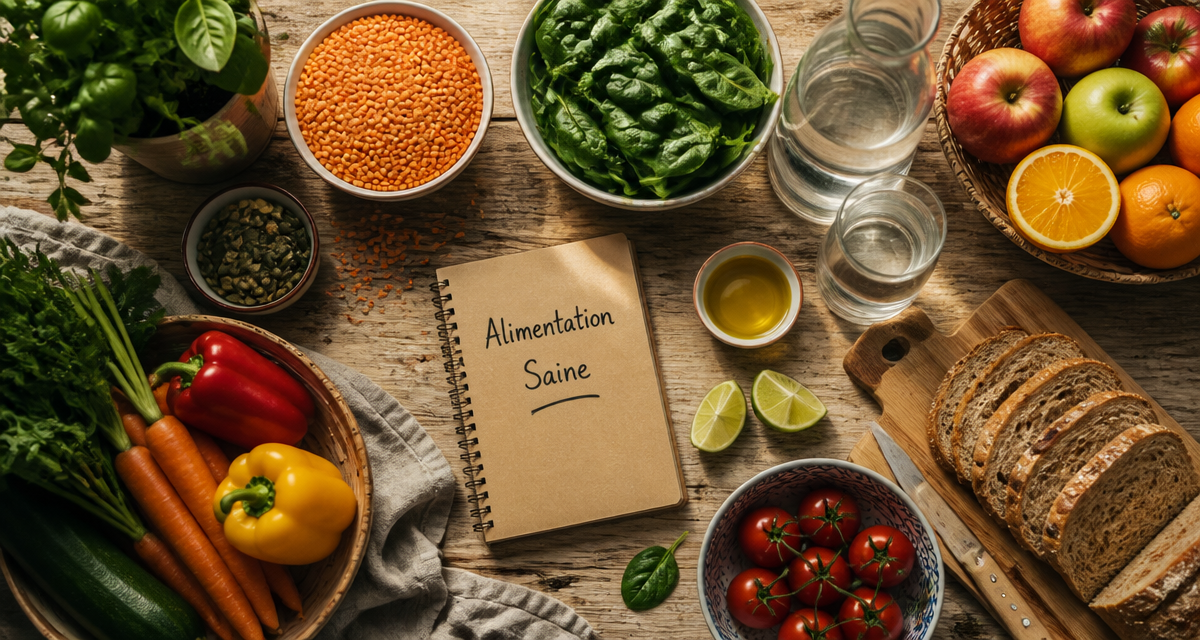 aliment bon pour la santé sur table rustique