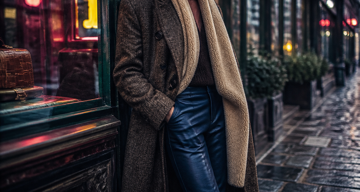 Couleurs mode hiver 2025, mannequin urbain, manteau Pinecone