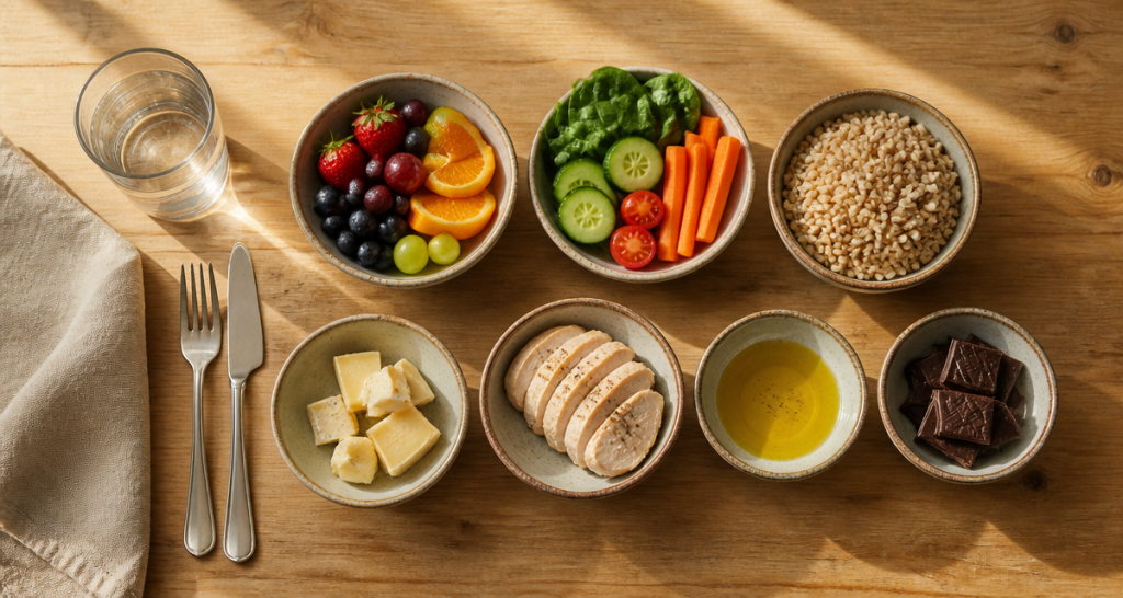 les 7 groupes d aliments tableau sur une table