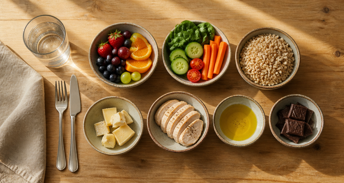 les 7 groupes d aliments tableau sur une table