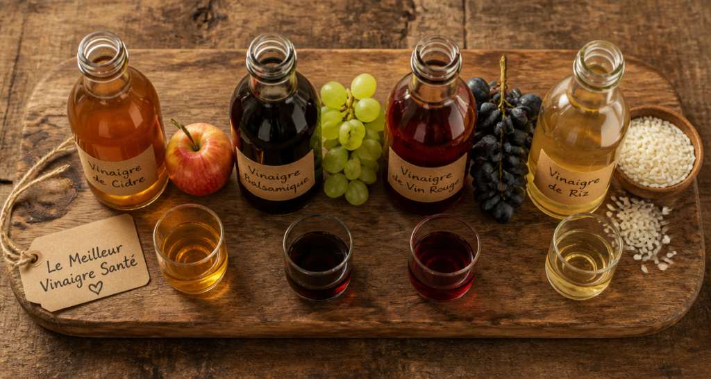 meilleur vinaigre pour la sante plateau bouteilles et ingredients