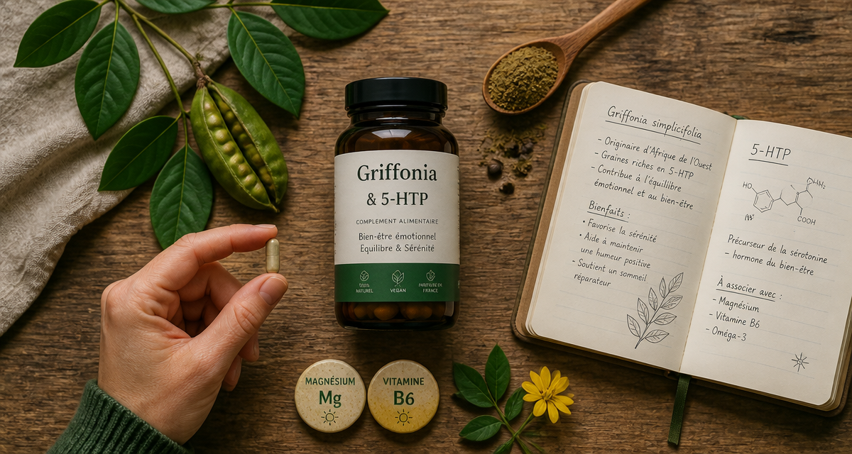 griffonia effet au bout de combien de temps gélule et flacon sur table