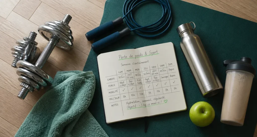 maigrir par le sport programme tapis haltères carnet