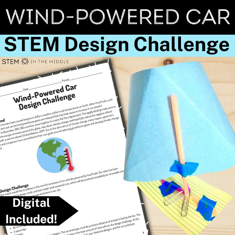 This wind-powered car STEM challenge will teach your students about global warming and renewable resources. The perfect Earth Day STEM activity!