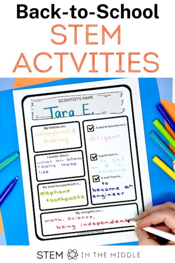 All About Me STEM Activity for Middle School