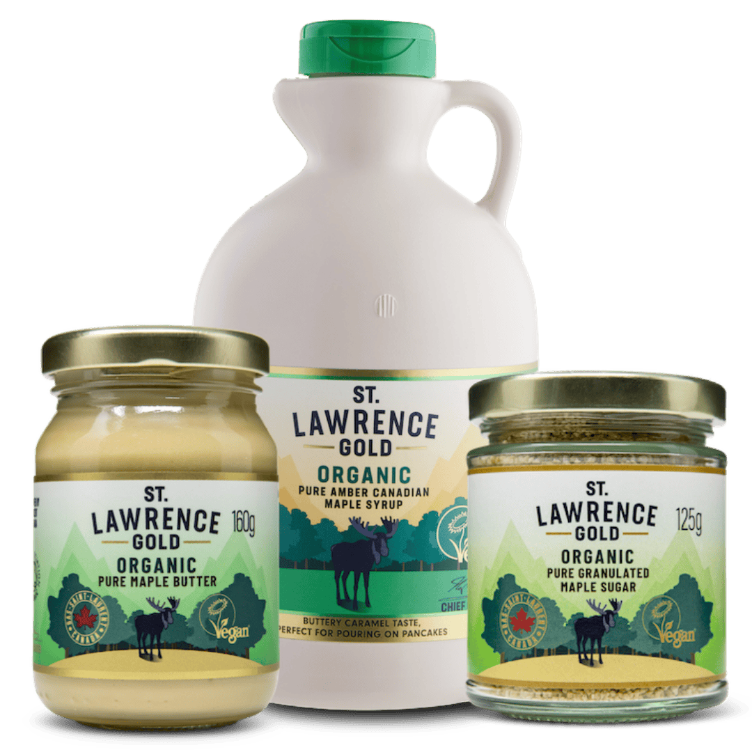 St Lawrerence Gold 1L Organic Amber Maple Syrup, Maple butter and maple sugar