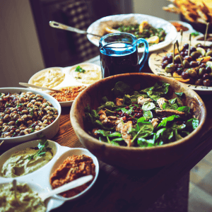 A selection of spring dishes using fresh ingredients
