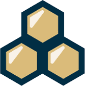 St. Lawrence Gold logo featuring three gold hexagons and navy outline.
