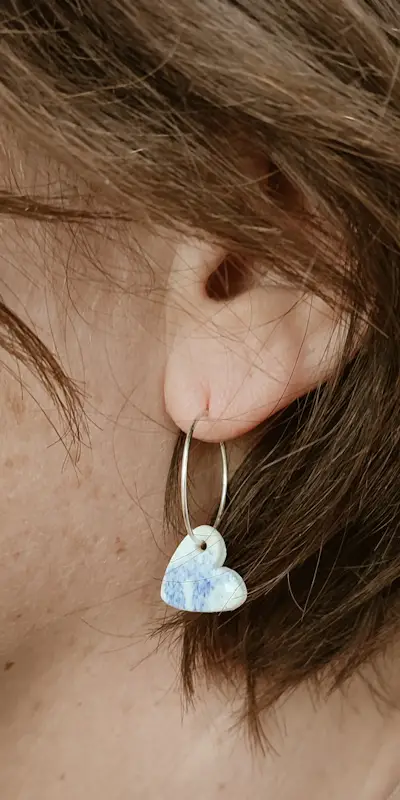 Blue Wave Heart Hoops - Image 2