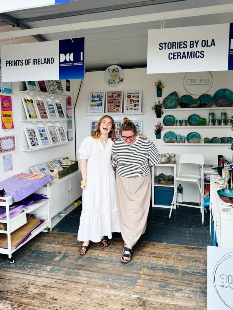 Ola & Heather laughing in their stall at Bord Bia Bloom 2025