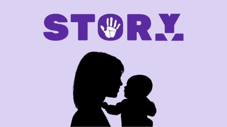 A silhouette of a woman and her child to protect their identity