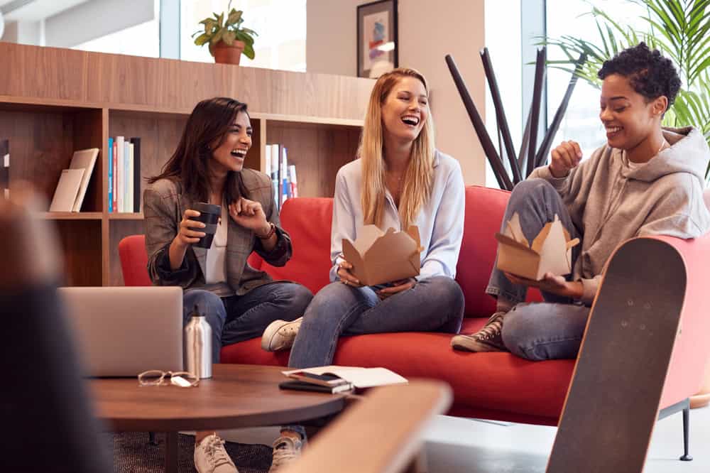 Three women having lunch together