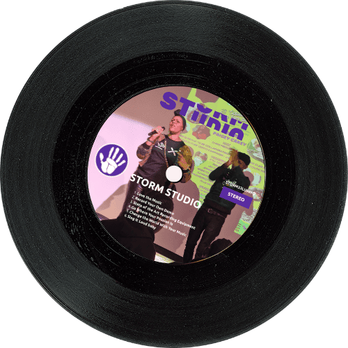 A mock-up of what a STORM album would look like featuring a 12 inch record