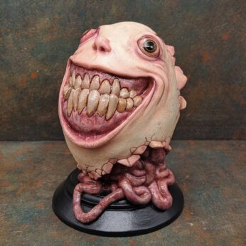 Humpty Dumpty, creepy horror home decor, smiling egg sculpture