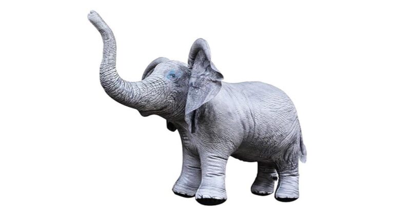 Playful elephant plush toy for children or home decor.