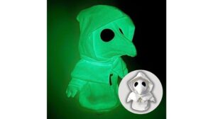 Eerie glow-in-the-dark plague doctor mask and hoodie costume for Halloween or cosplay.