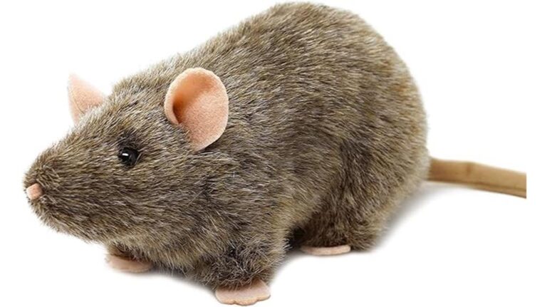 Realistic mouse with human-like facial features, furry body, and pink ears.