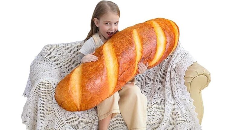 Kids girl with giant bread.