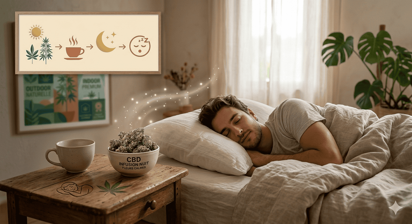 fleurs CBD sommeil variétés myrcène linalol indica StrongCBD