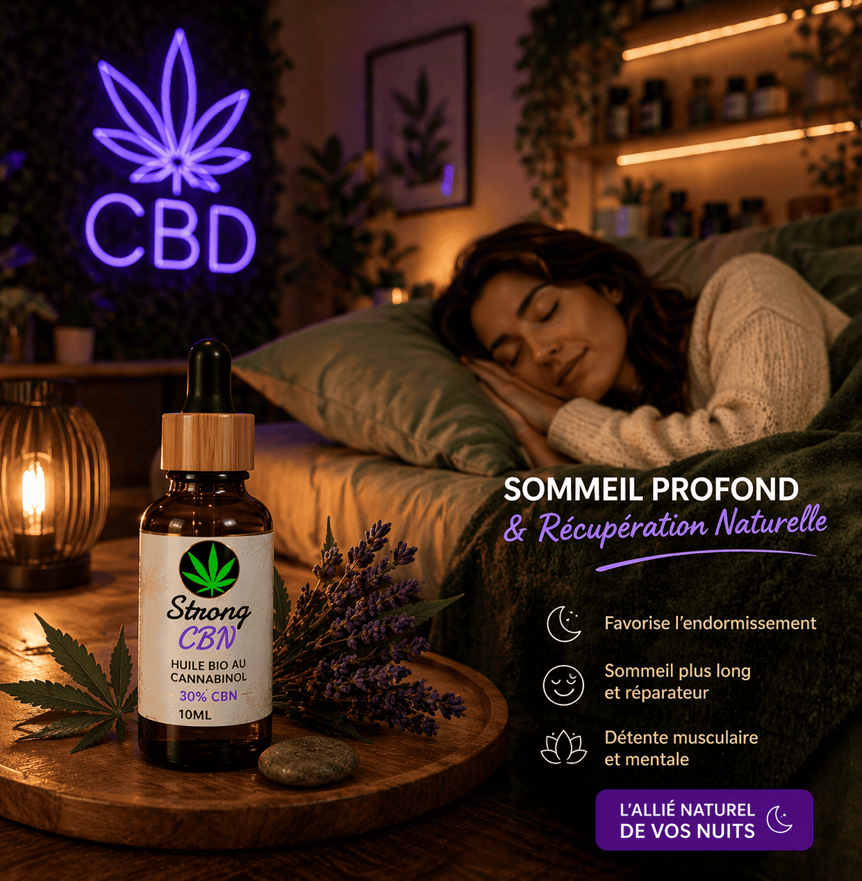 huile CBD mélatonine sommeil naturel StrongCBD