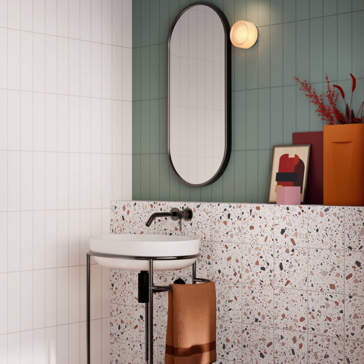 Terrazzo Fliese in rosa und rot