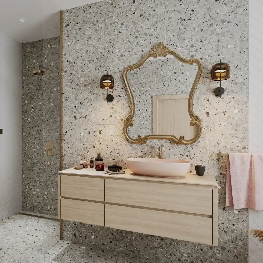 Terrazzo Fliesen grau