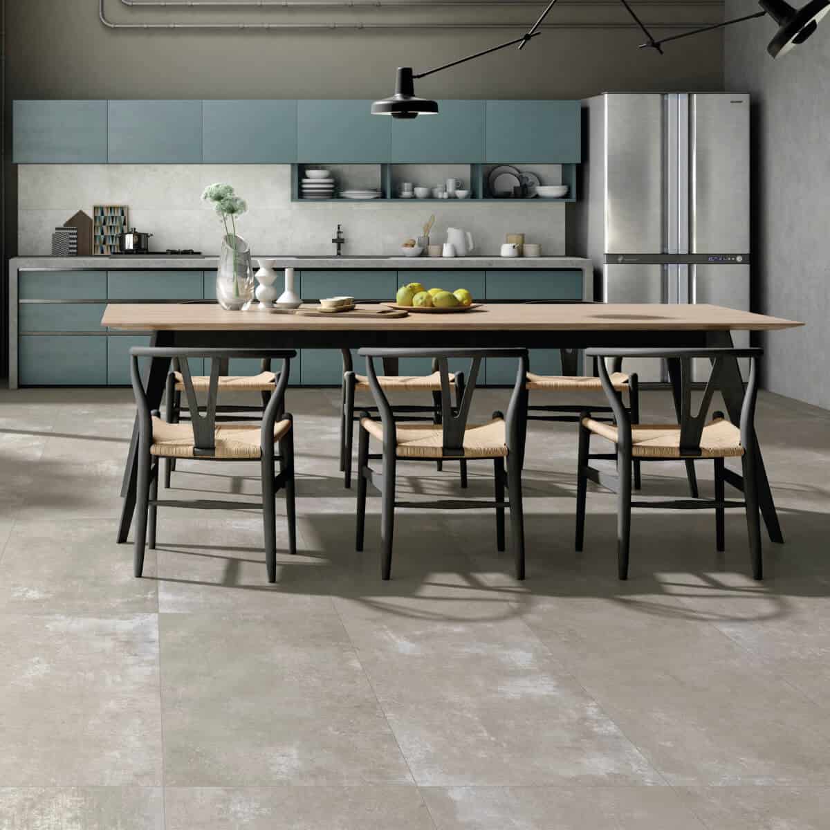 Beton-optik-fliese grau in küche