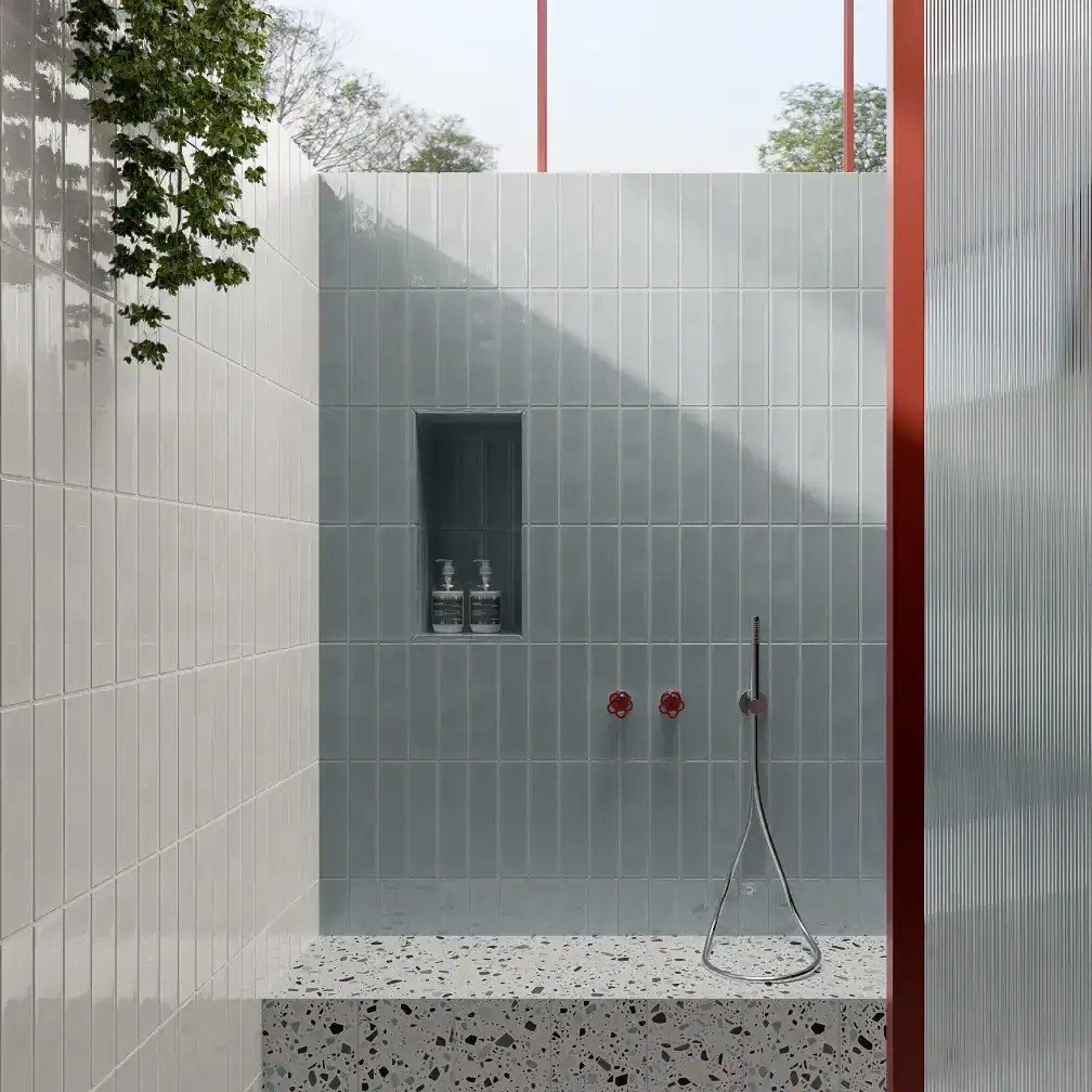 fliese light blue metro dusche