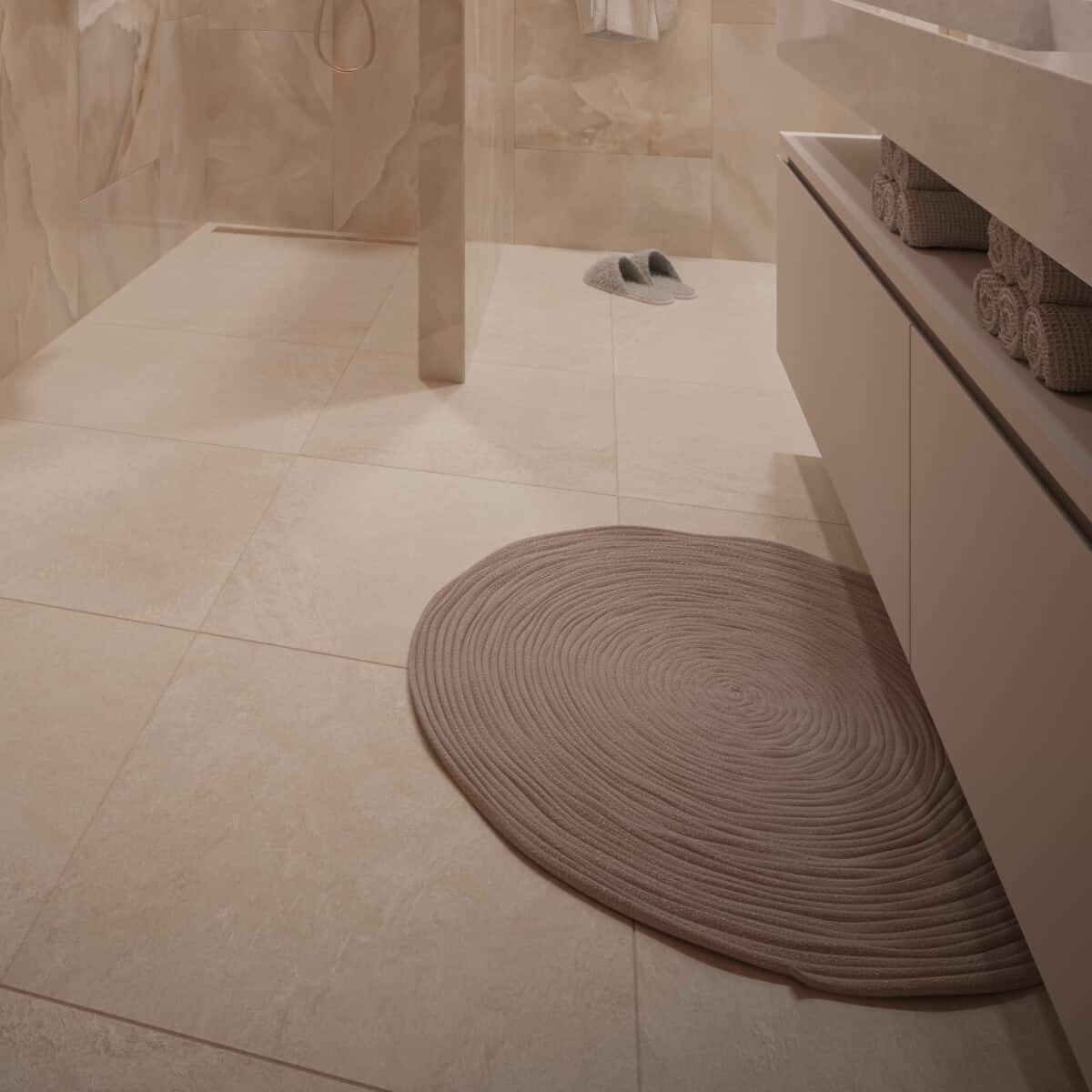 Steinoptik Fliese kombiniert mit rosa