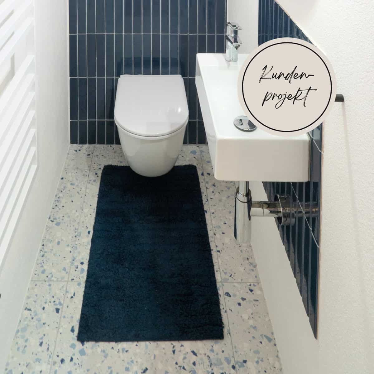 blaue terrazzo fliese mont blanc blue im badezimmer