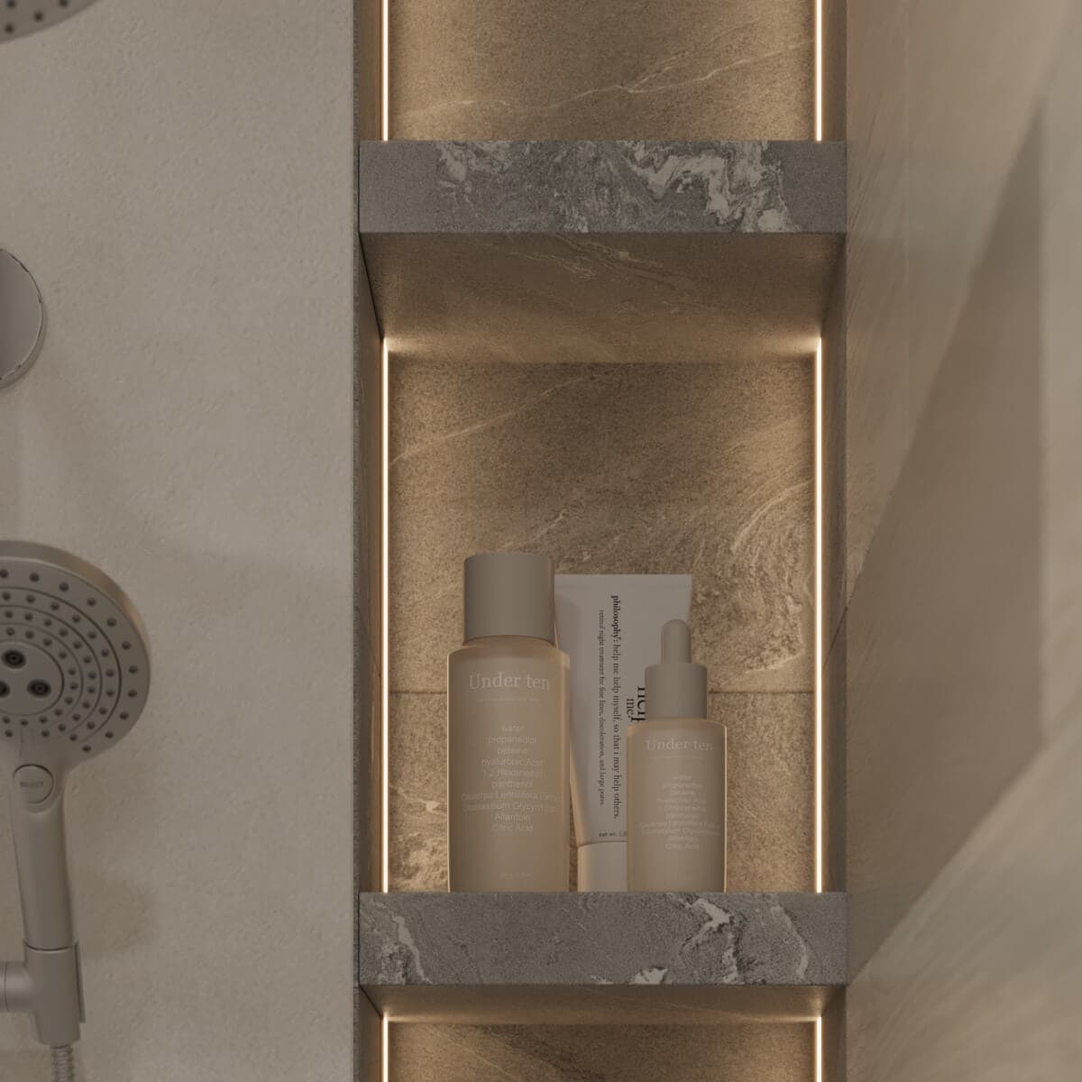 fliese natursteinoptik in duschnische