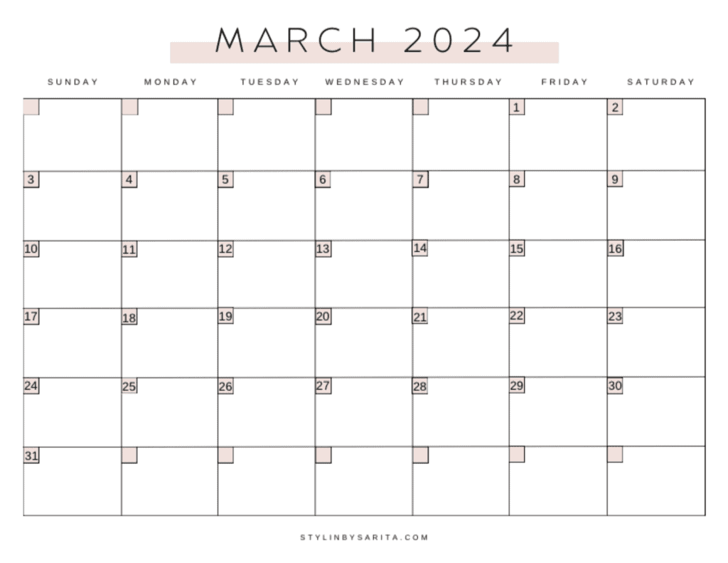 monthly calendar printable