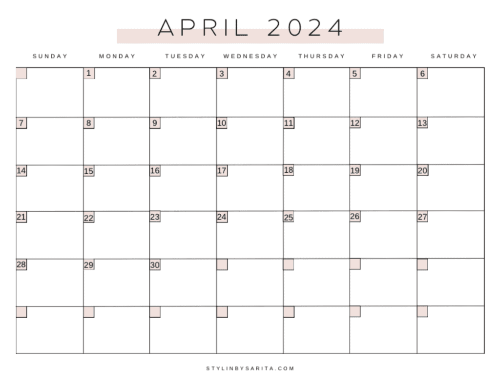 monthly calendar printable