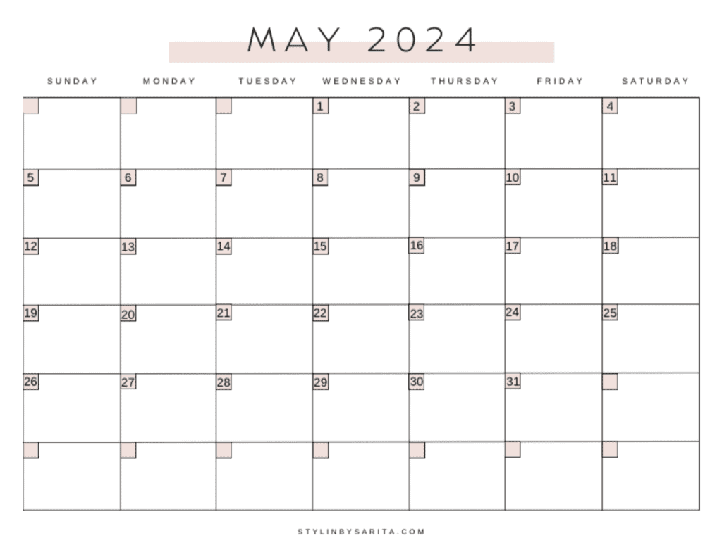monthly calendar printable